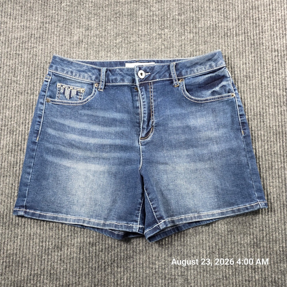 EST. 1946 Denim Womens Classic Blue Jean Shorts Embroidered Pockets Size 12